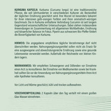 Laden Sie das Bild in den Galerie-Viewer, Hu´care TURMERIC Bio Kurkuma 250 Kapseln